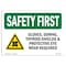 Signmission OSHA Sign, Gloves Gowns Thyroid Shields, 24in X 18in Rigid Plastic, 24" W, 18" H, Landscape OS-SF-P-1824-L-10629 - alternate 1